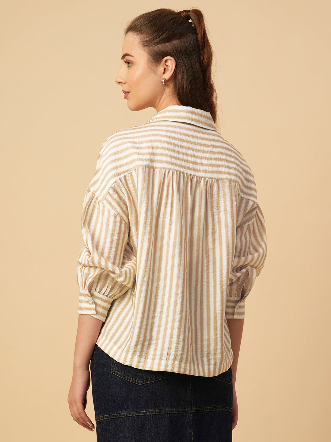 VISCOSE CRUSHED STRIPED TOP