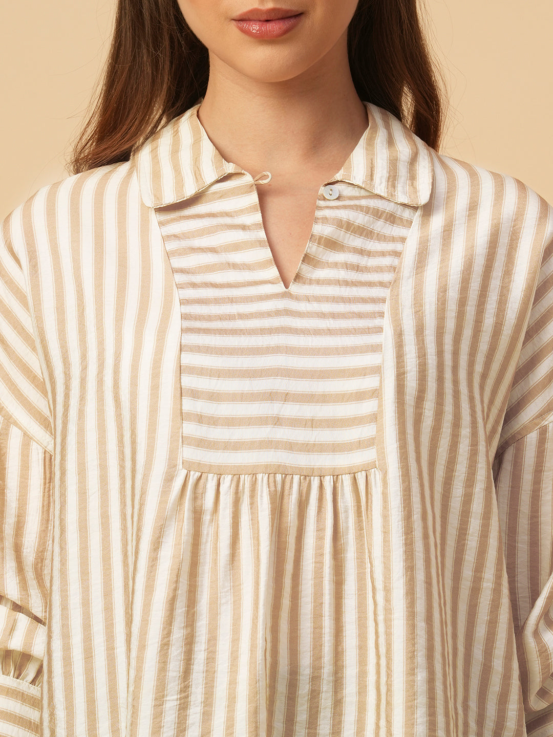 VISCOSE CRUSHED STRIPED TOP