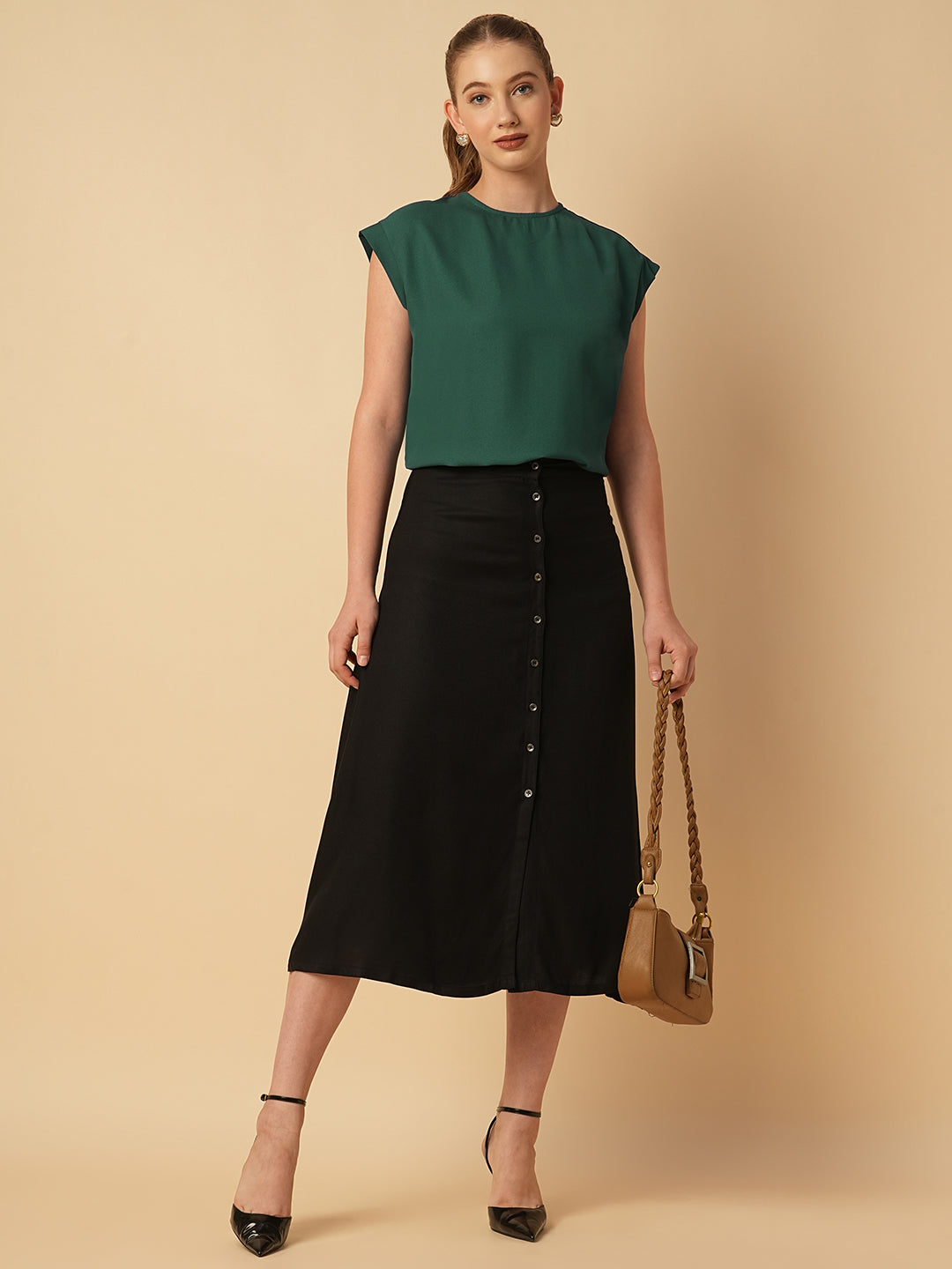 DROP SHOULDER EALSTICATED HEM TOP