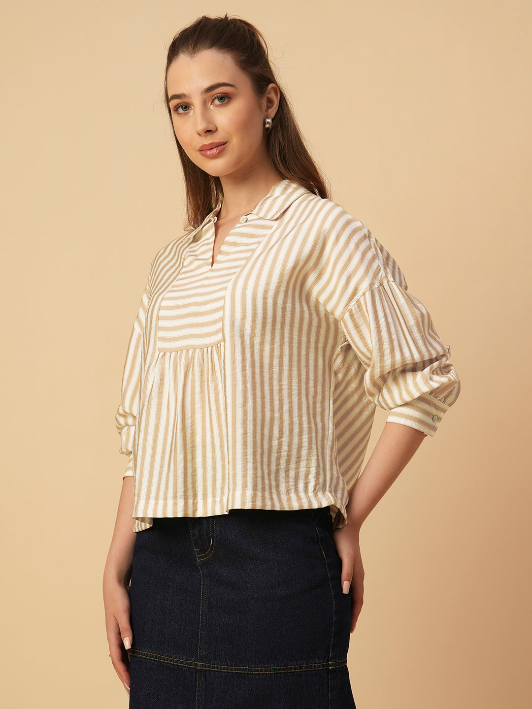 VISCOSE CRUSHED STRIPED TOP