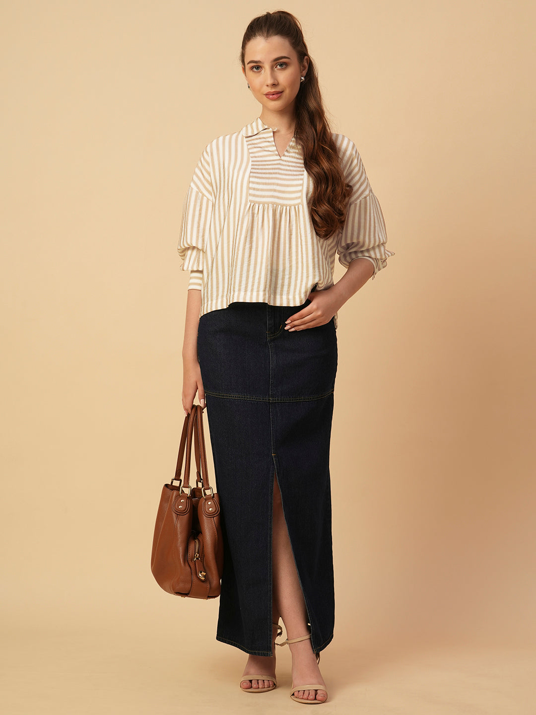 VISCOSE CRUSHED STRIPED TOP