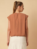 DROP SHOULDER EALSTICATED HEM TOP