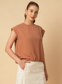 DROP SHOULDER EALSTICATED HEM TOP