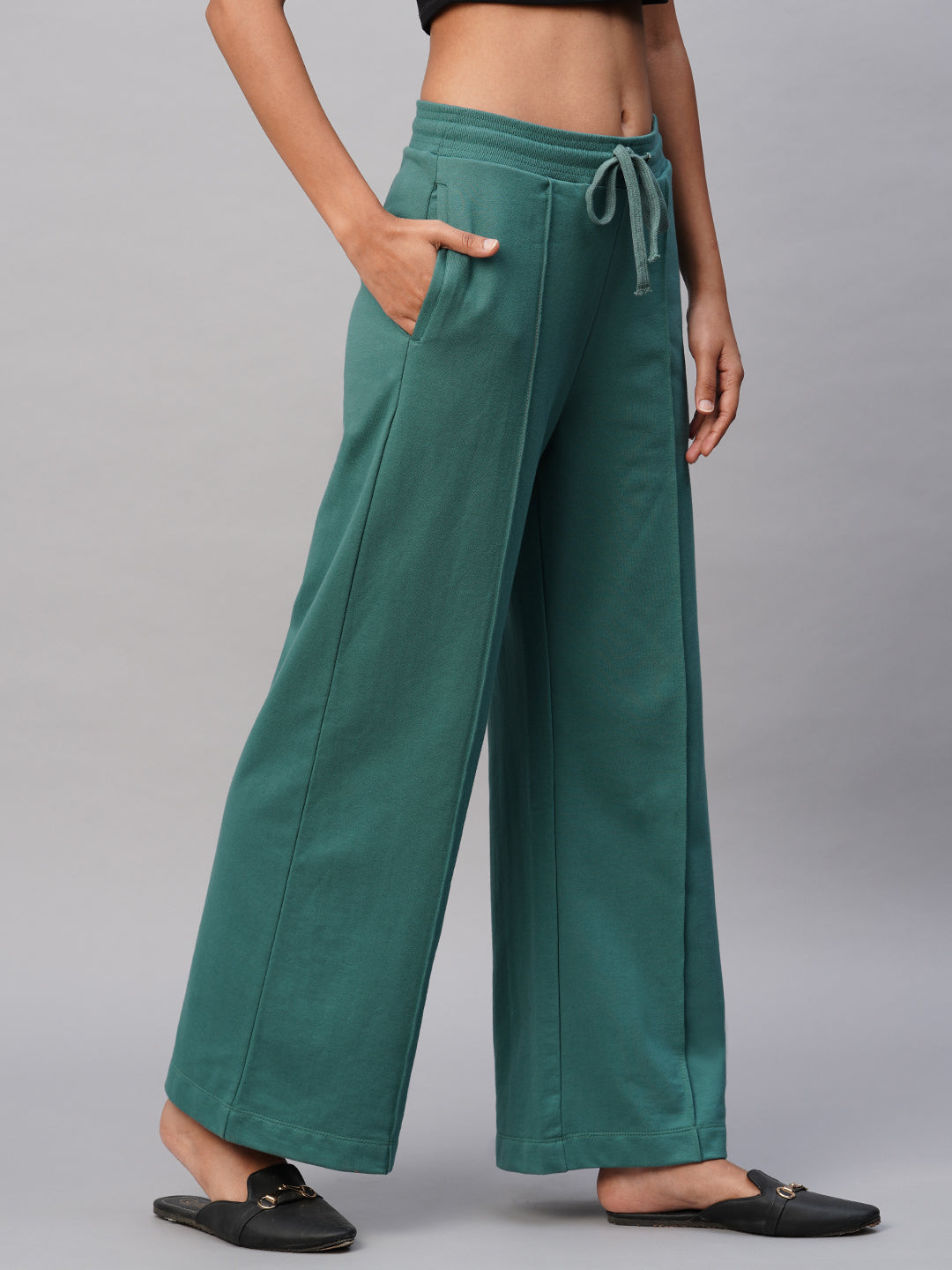 French Terry Knit Wide Leg Lounge Pants