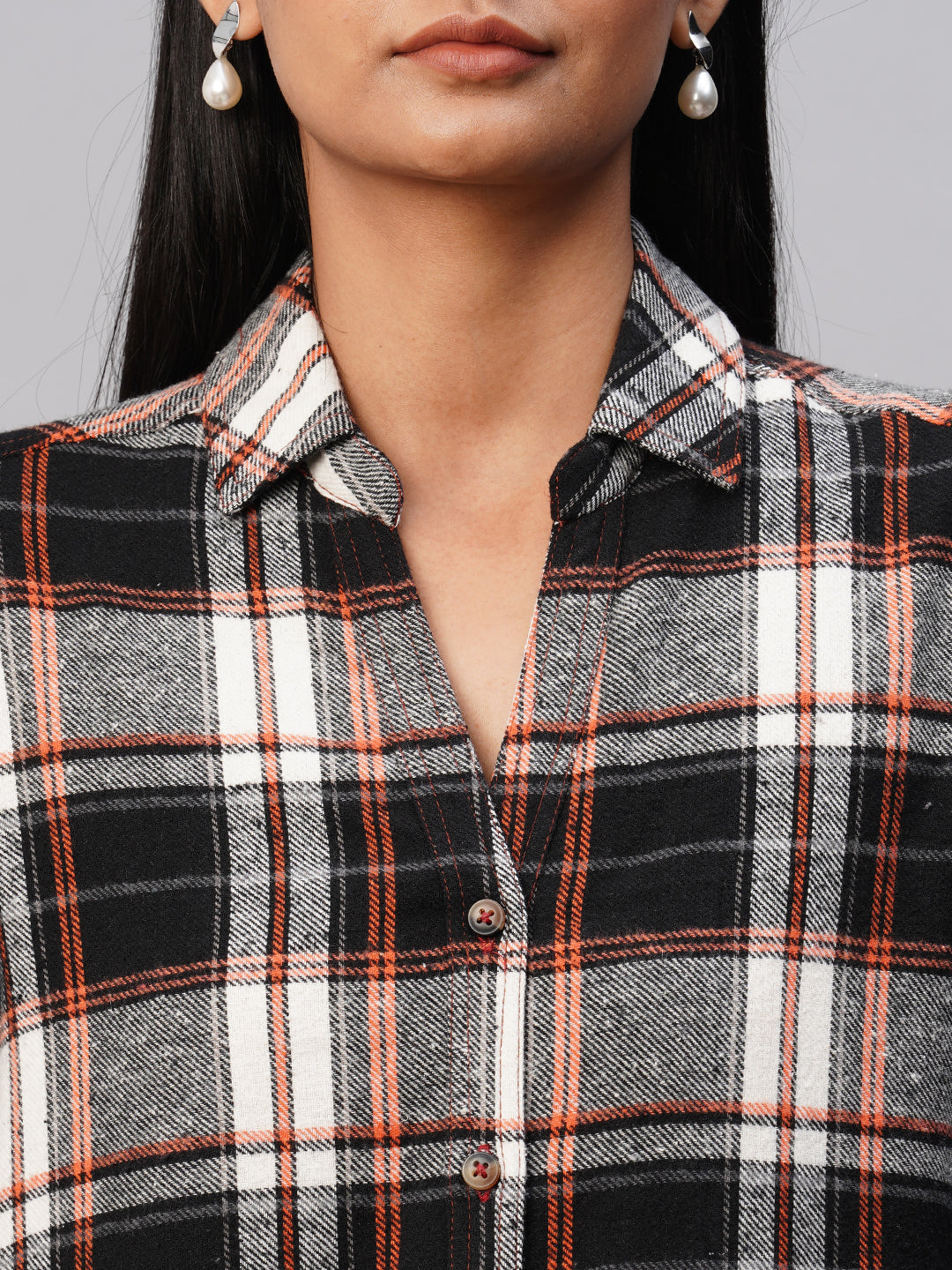 Brushed Flannel Embroidered Shirt Dress