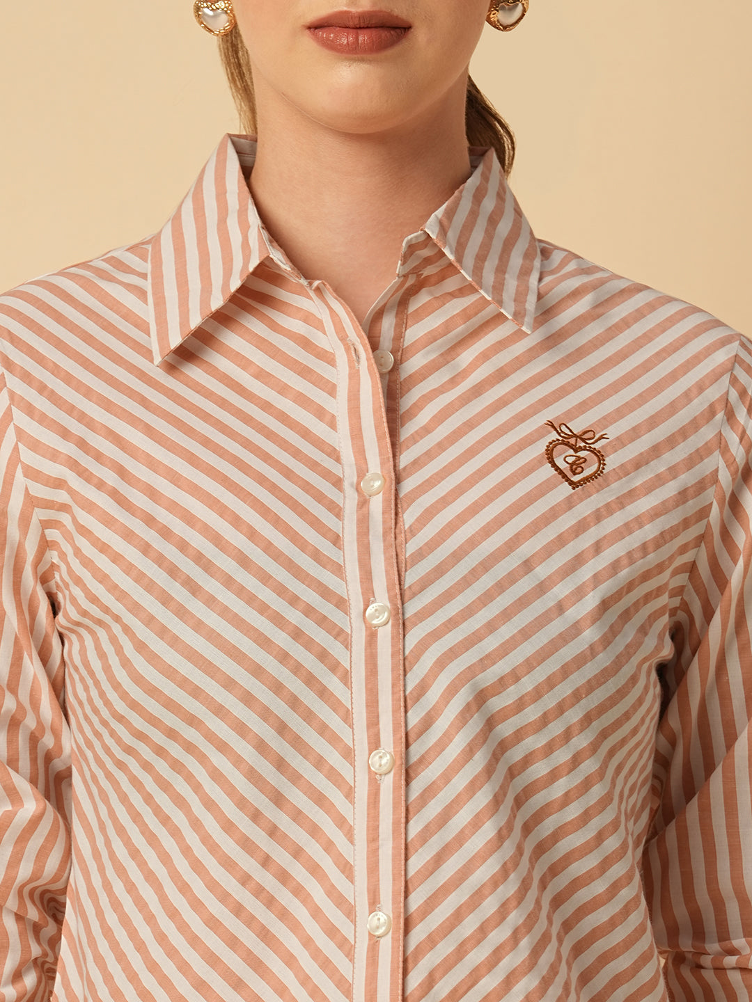 COTTON STRIPED BIAS CUT SHIRT