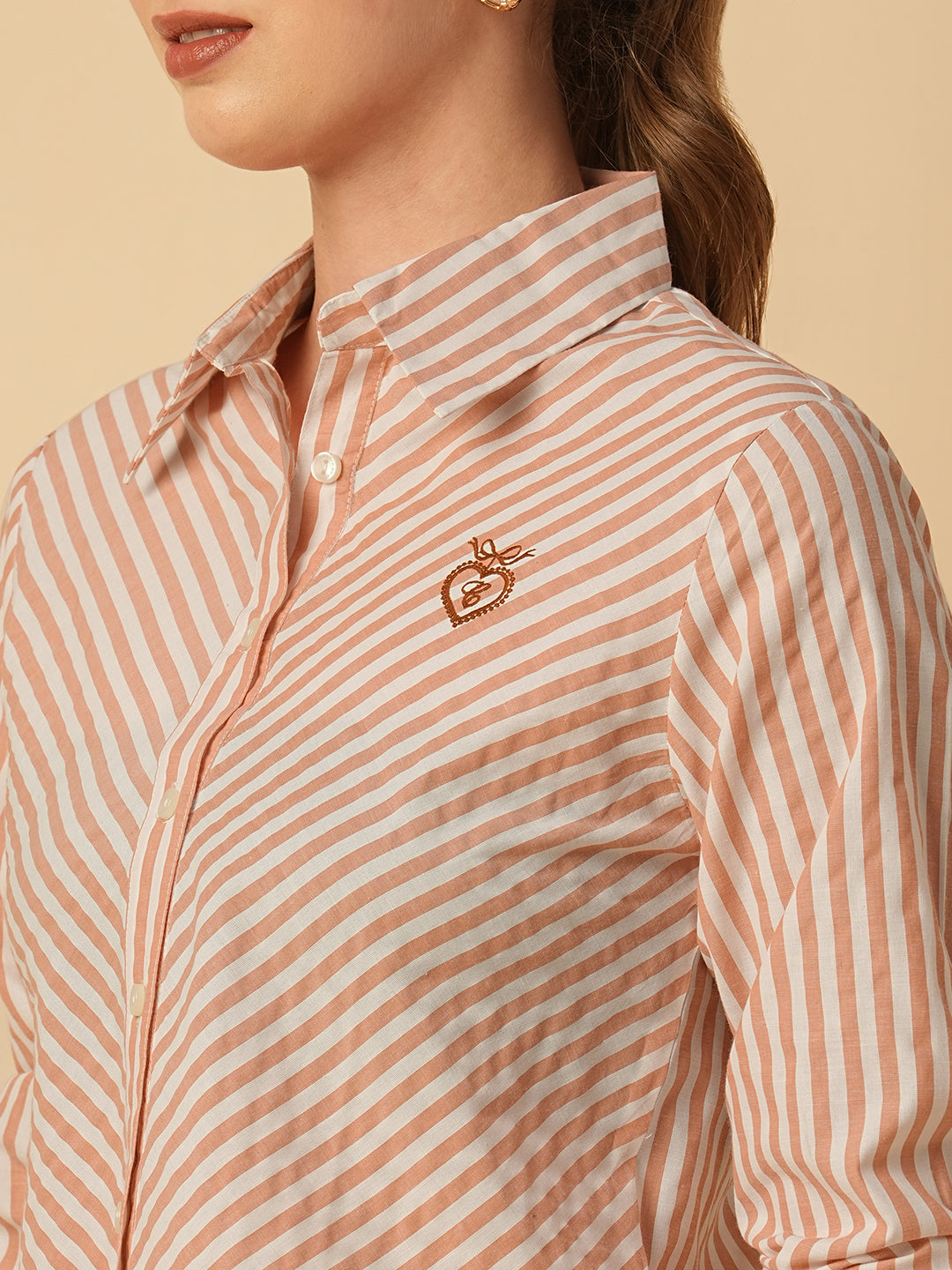 COTTON STRIPED BIAS CUT SHIRT
