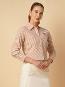 COTTON STRIPED BIAS CUT SHIRT