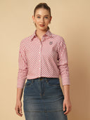 COTTON STRIPED BIAS CUT SHIRT