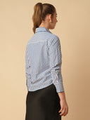 COTTON STRIPED BIAS CUT SHIRT