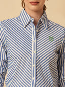 COTTON STRIPED BIAS CUT SHIRT