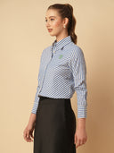 COTTON STRIPED BIAS CUT SHIRT