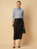 COTTON STRIPED BIAS CUT SHIRT