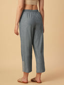 CHAMBRAY EMBROIDERED DRAWSTRING PANTS