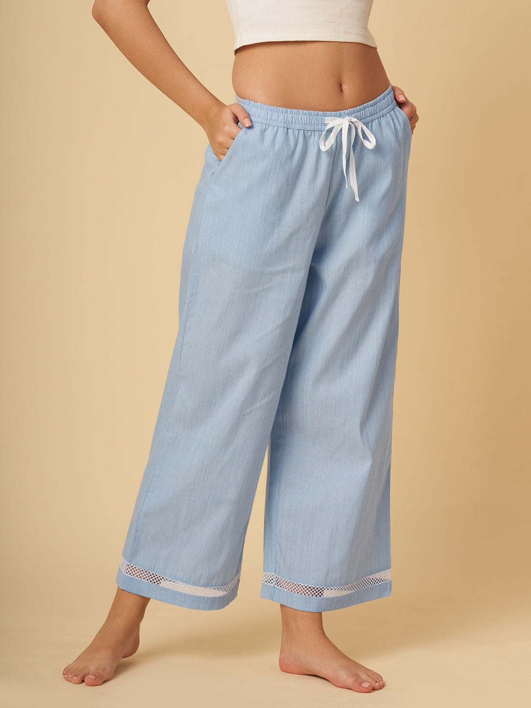 LACE INSERT WIDE LEG CROPPED PJ'S