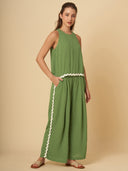 CRINKLE VISCOSE POLKA DOT LOUNGE SET W/ RIC RAC