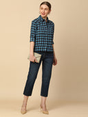 PLAID CROPPED SHIRT W/ EYELETS ON THE YOKE