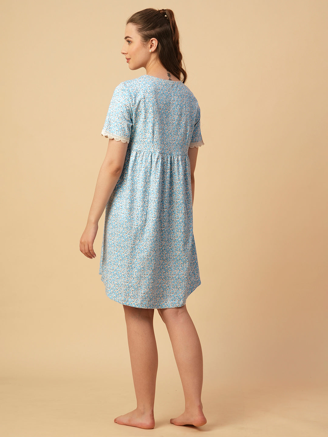 FLORAL PRINTED JERSEY BASQUE DRESS