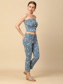 BAROQUE PRINTED DENIM CORSET & CROPPED JEANS CO-ORD SET