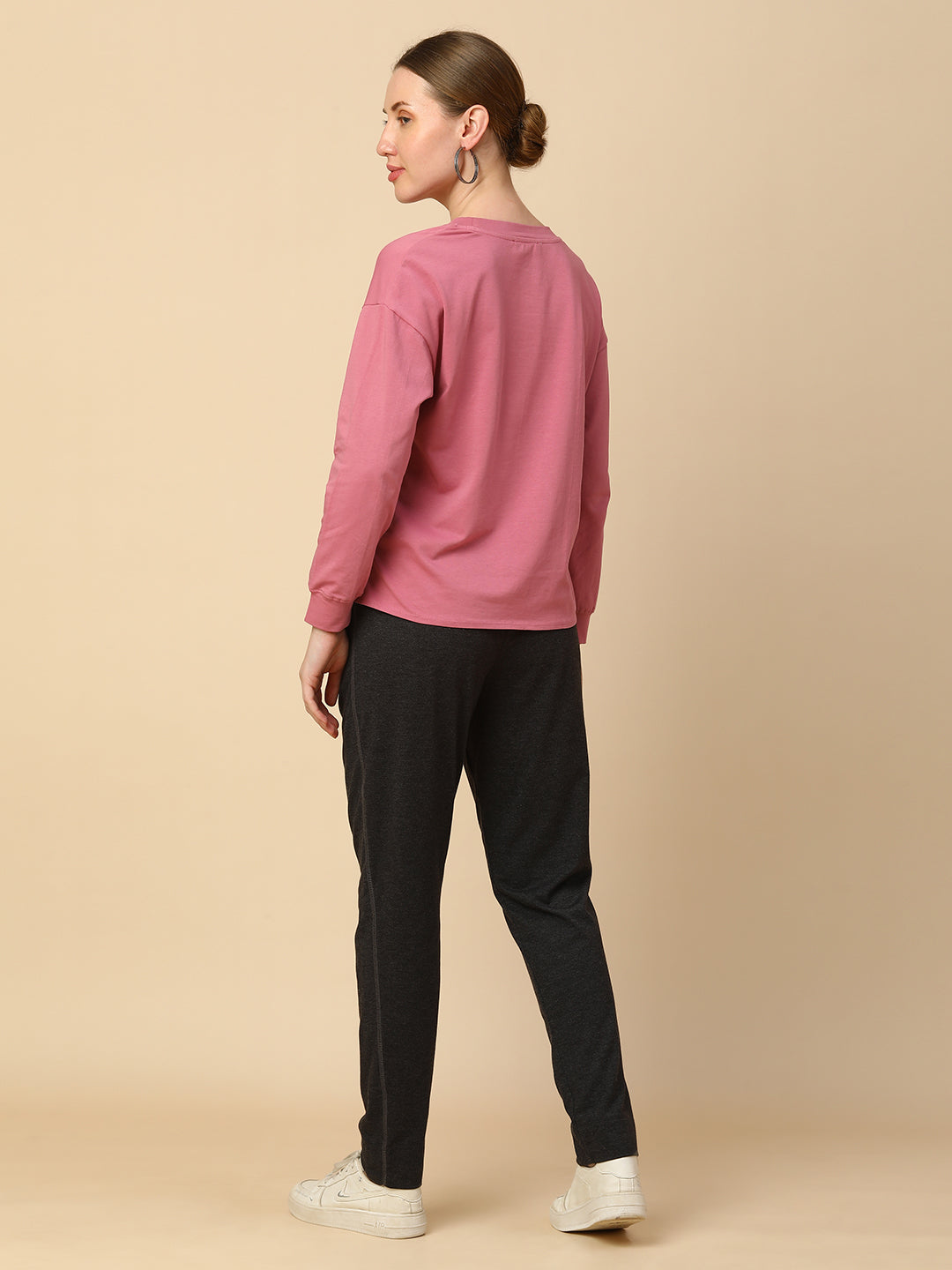 DROP SHOULDER SWEATSHIRT & CHAROCAL MELANGE JOGGERS