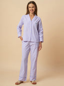 STRIPED MERCI NIGHTSUIT W/ RIC RAC DETAILING