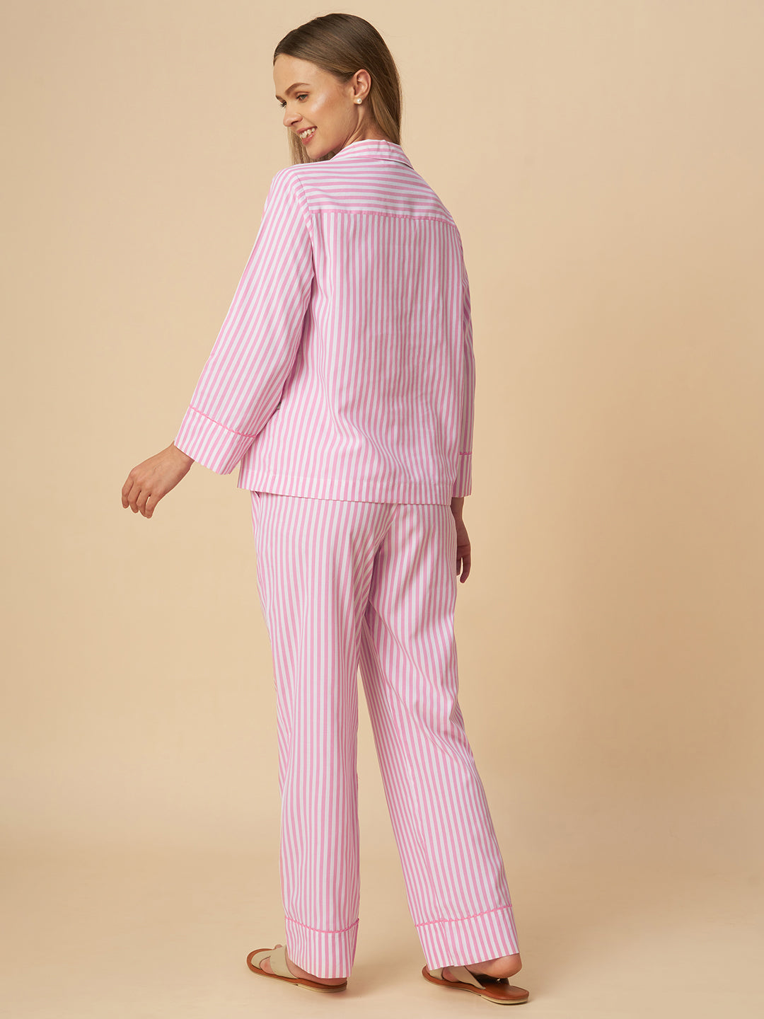STRIPED LUCKY NIGHTSUIT W/ RIC RAC DETAILING