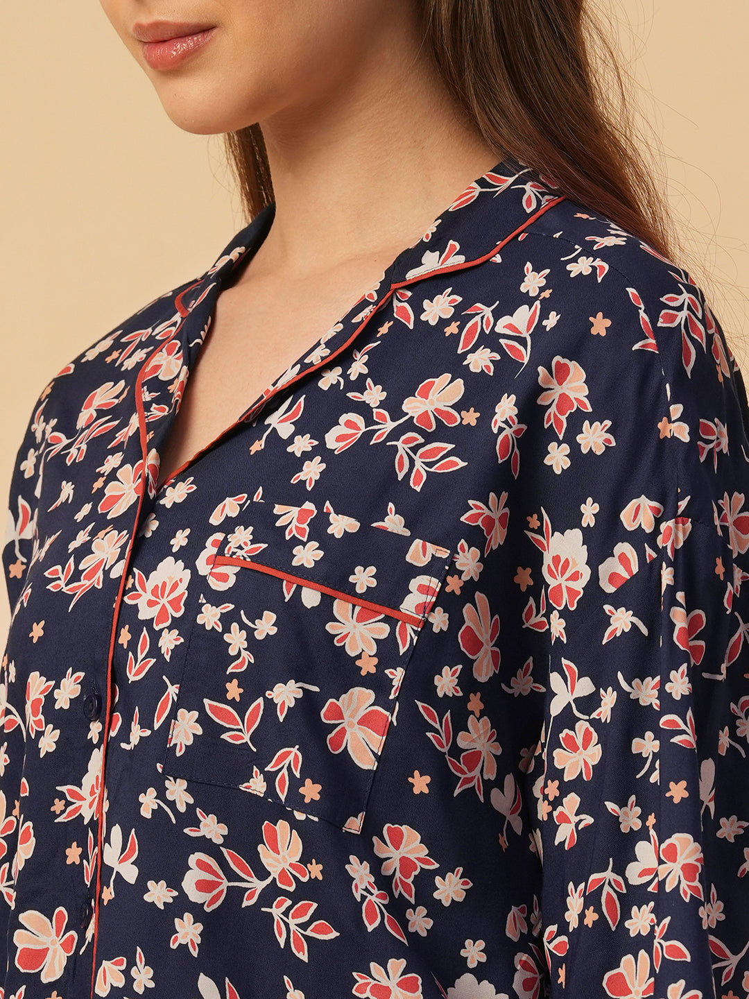 VISCOSE FLORAL PRINTED NIGHTSUIT