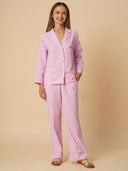 STRIPED LUCKY NIGHTSUIT W/ RIC RAC DETAILING