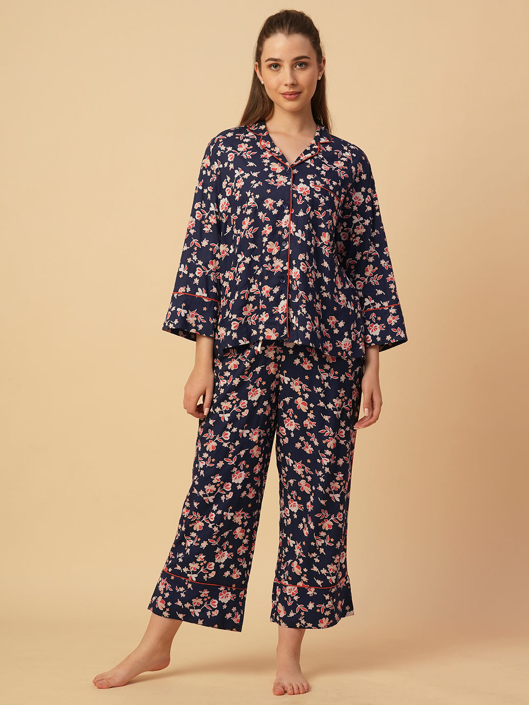 VISCOSE FLORAL PRINTED NIGHTSUIT