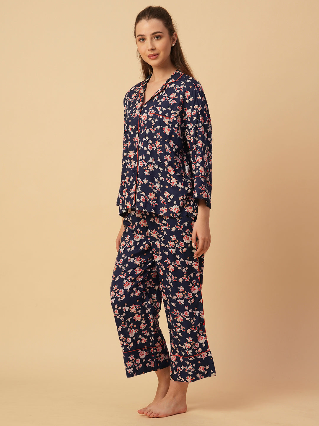 VISCOSE FLORAL PRINTED NIGHTSUIT