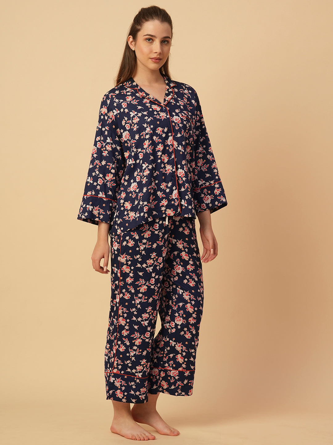 VISCOSE FLORAL PRINTED NIGHTSUIT
