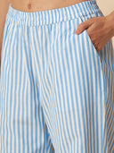 STRIPED DREAMY NIGHTSUIT W/ RIC RAC DETAILING