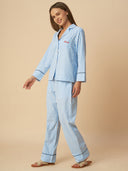 STRIPED DREAMY NIGHTSUIT W/ RIC RAC DETAILING