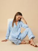 STRIPED DREAMY NIGHTSUIT W/ RIC RAC DETAILING
