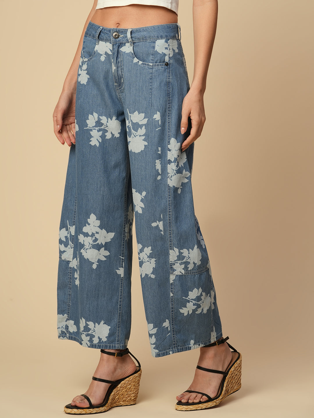 PRINTED DENIM BOYFRIEND JEANS