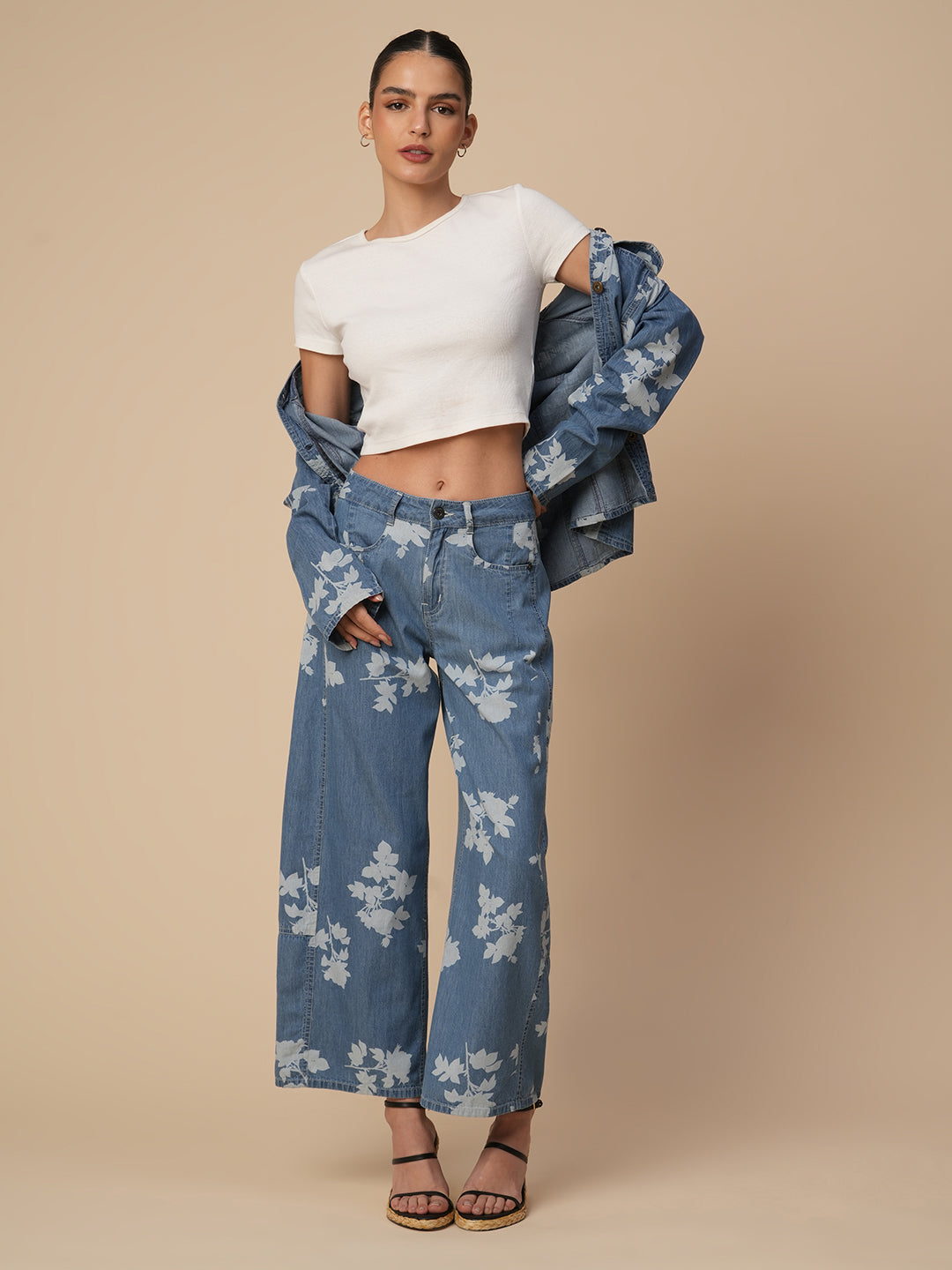 PRINTED DENIM BOYFRIEND JEANS