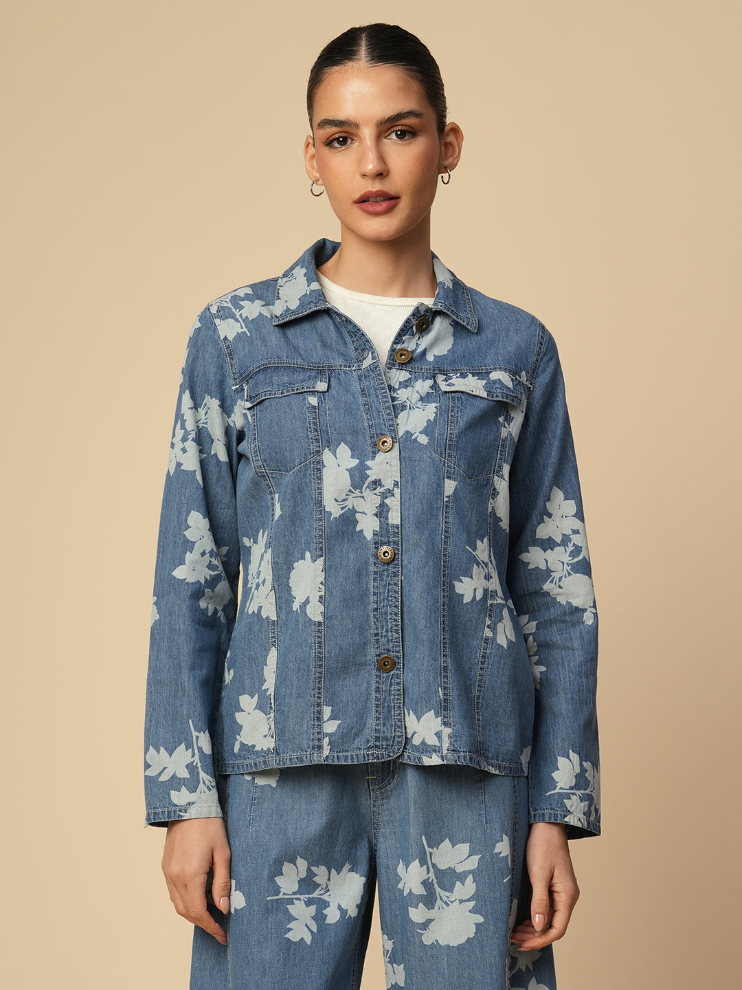 PRINTED DENIM SHACKET