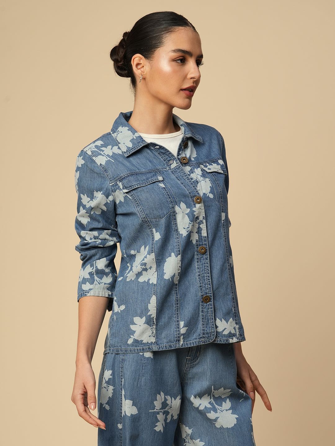 PRINTED DENIM SHACKET