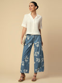 TEXTURED VISCOSE CROPPED SHIRT