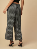 PRINTED STRIPES VISCOSE CREPE ELASTICATED WIDE LEG PANTS
