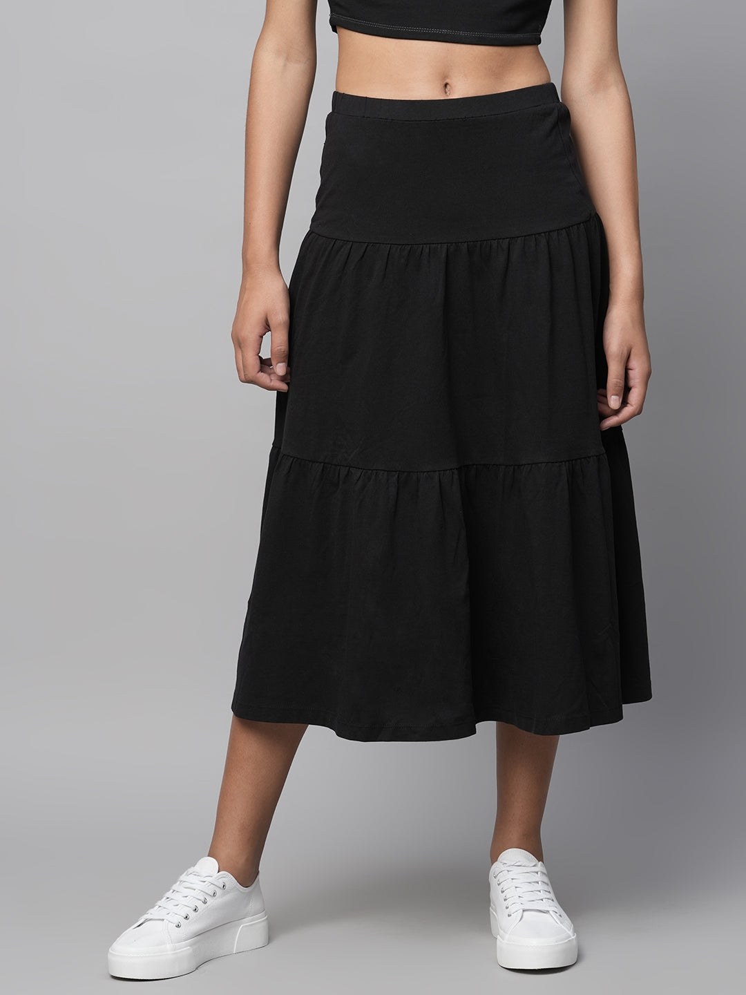 Cotton Jersey Tiered Skirt