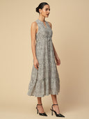 CRUSHED VISCOSE TIERED INCUT SHIRT DRESS