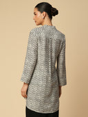 CRUSHED VISCOSE PIN TUCKED LONGLINE TUNIC & BLACK FLUID TROUSER SET