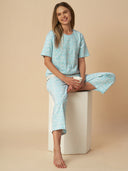 FLORAL JERSEY LACE TRIMMED NIGHTSUIT