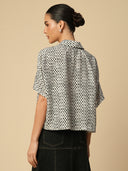 CRUSHED VISCOSE OVERSIZED BOXY CROPPED FLUID SHIRT