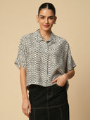 CRUSHED VISCOSE OVERSIZED BOXY CROPPED FLUID SHIRT