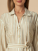 CRUSHED STRIPED SHIRT DRESS