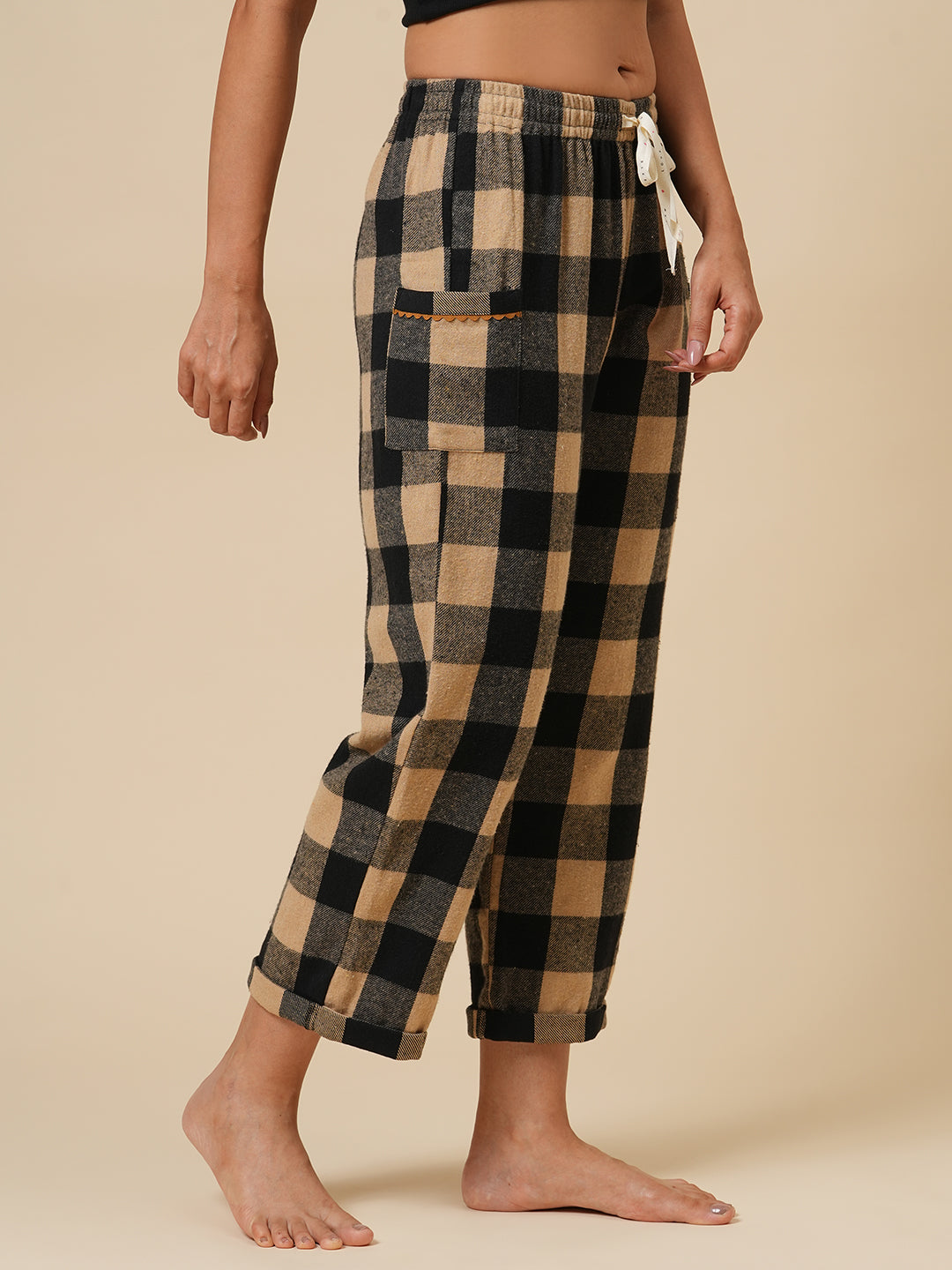 CHECKERED BRUSHED TWILL CARGO PJ'S