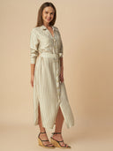 CRUSHED STRIPED SHIRT DRESS