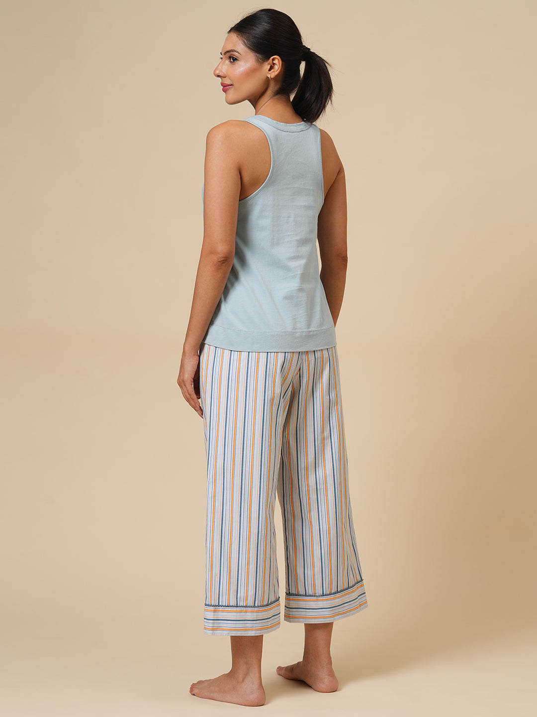 STRIPED PJ & SLEEVELESS TANK NIGHTSUIT